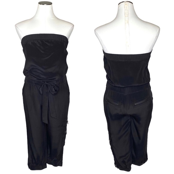 Bebe Black Strapless Cropped Jumpsuit - Picture 1 of 9